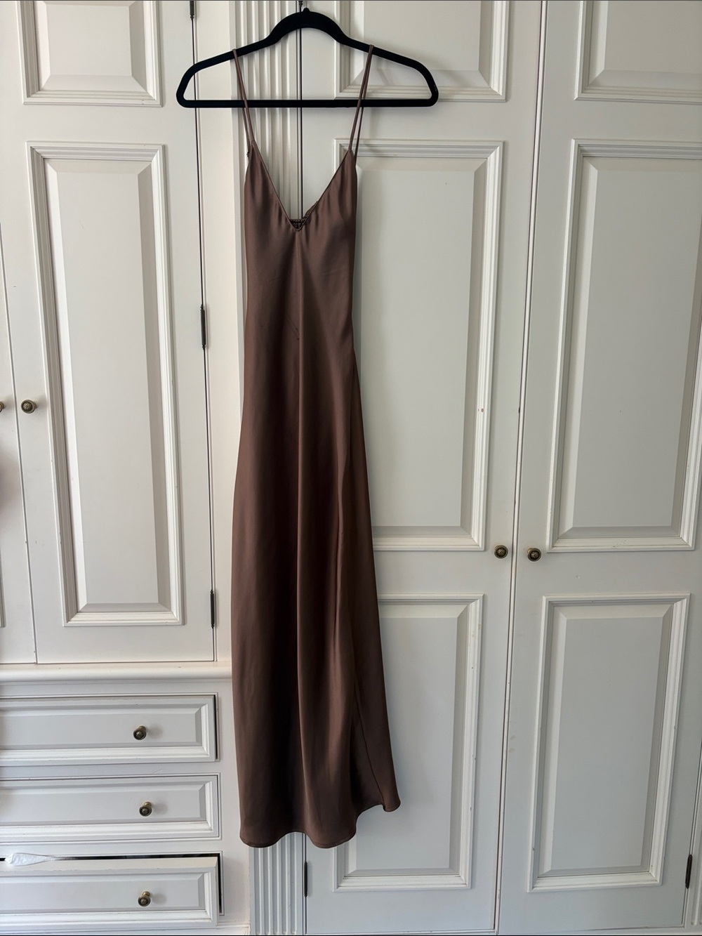 Zara Brown Satin Slip Dress